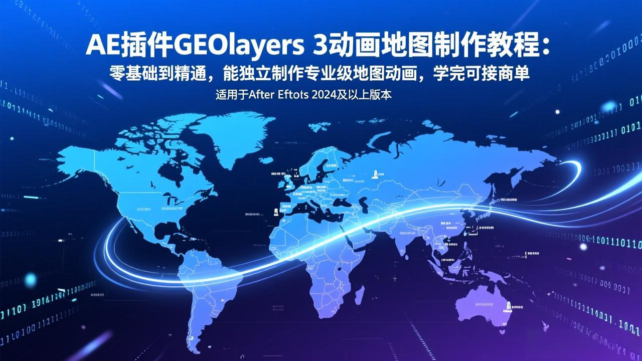 AE插件GEOlayers 3动画地图制作教程：零基础到精通，能独立制作专业级地图动画，学完可接商单-聊项目