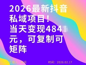 26年最新抖音私域玩法，当天变现4张+，可复制可粘贴，新手小白可做-聊项目