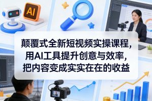 颠覆式全新短视频实操课程，用AI工具提升创意与效率，把内容变成实实在在的收益-聊项目
