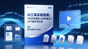 AI工具实操指南：150分钟视频+450张图文+23个提示词文档，额外附赠200+指令-聊项目