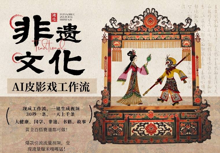 AI一键生成民俗文化非遗皮影戏视频，一刀不剪无需剪辑，30S一条，一天上百条，流量财富嘎嘎猛-聊项目