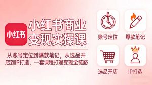 小红书商业变现实操课：从账号定位到爆款笔记，从选品开店到IP打造，一套课程打通变现全链路-聊项目