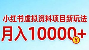 小红书虚拟资料项目最新玩法，月入10000＋-聊项目