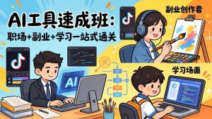 AI工具速成班：职场+副业+学习一站式通关，20+爆款类型+剪映技巧+抖音算法，0基础快速上手-聊项目