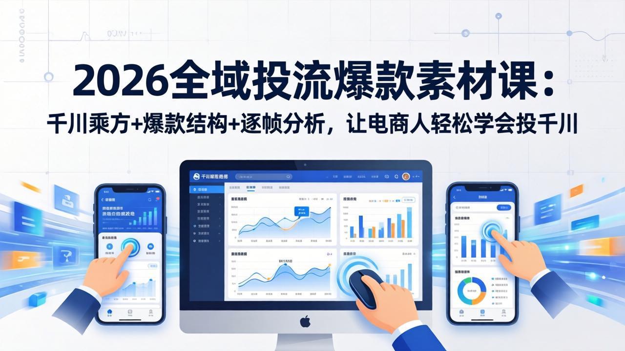 2026全域投流爆款素材课：千川乘方+爆款结构+逐帧分析，让电商人轻松学会投千川-聊项目