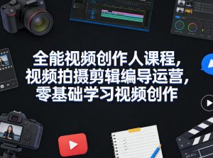 全能视频创作人课程，视频拍摄剪辑编导运营，零基础学习视频创作(更新2026年3月)-聊项目