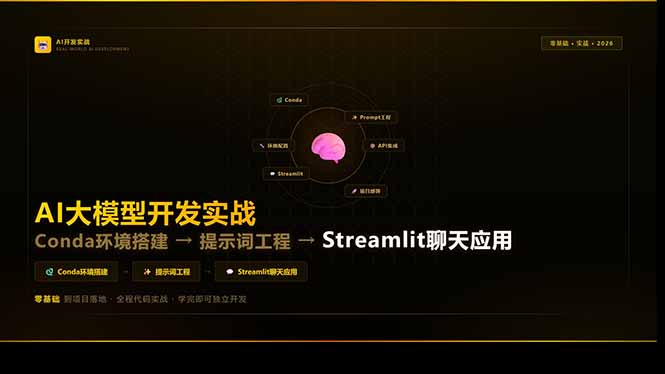 AI大模型开发实战：Conda环境搭建→提示词工程→Streamlit聊天应用，零基础到项目落地-聊项目