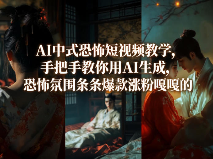 AI中式恐怖短视频教学，手把手教你用AI生成，恐怖氛围条条爆款涨粉嘎嘎的-聊项目