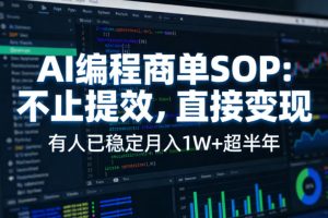 AI编程商单SOP，AI编程不能只给工作提效，还要直接变现，有人已经稳定月入1W+半年了-聊项目