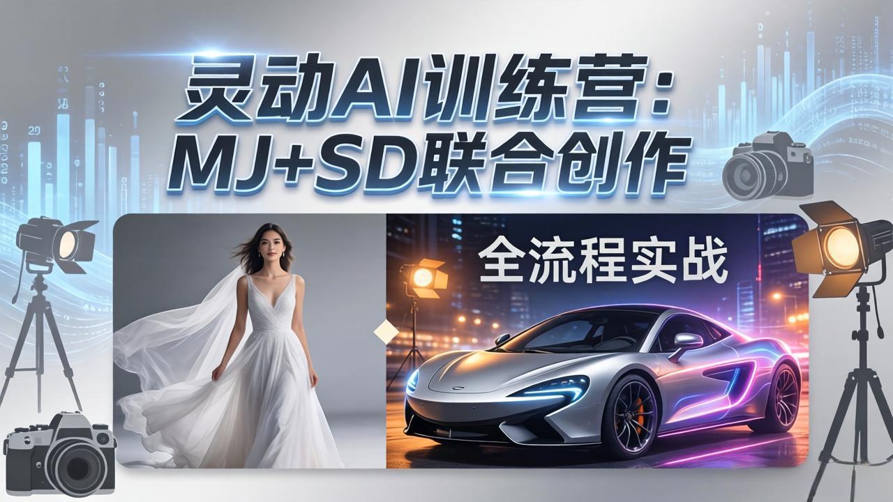 灵动AI训练营-3.0课程：MJ+SD联合创作，从婚纱大片到汽车广告，摄影后期全流程实战-聊项目