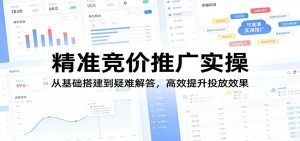 精准竞价推广实操：从基础搭建到疑难解答，高效提升投放效果-聊项目