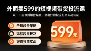 外面卖599的短视频带货投流课：从千川起号到爆款起量，全套好物投流打品实战玩法-聊项目