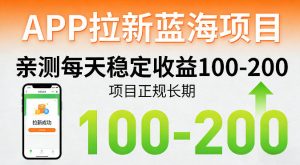 APP拉新蓝海项目，亲测每天稳定收益100-200，项目正规长期-聊项目