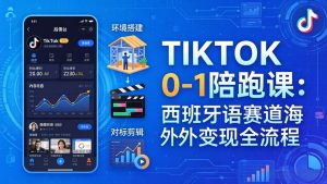 TIKTOK 0-1 陪跑课：从环境搭建到刷对标剪辑，西班牙语赛道海外变现全流程-聊项目