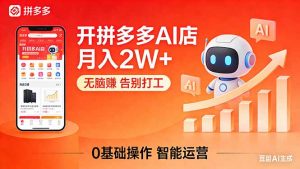 开一家拼多多AI店，月入2W+，无脑赚，告别打工，附SOP手册-聊项目