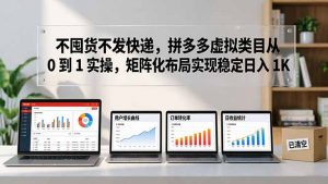 不囤货不发快递，拼多多虚拟类目从 0 到 1 实操，矩阵化布局实现稳定日入 1K-聊项目