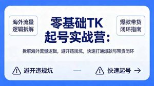 零基础 TK 起号实战营：拆解海外流量逻辑，避开违规坑，快速打通爆款与带货闭环-聊项目
