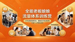 全能老板娘流量体系训练营，三天吃透短视频引流、直播成交与私域运营，打造个人IP轻松变现-聊项目