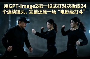 用GPT-Image2把一段武打对决拆成24个连续镜头，完整还原一场“电影级打斗”-聊项目