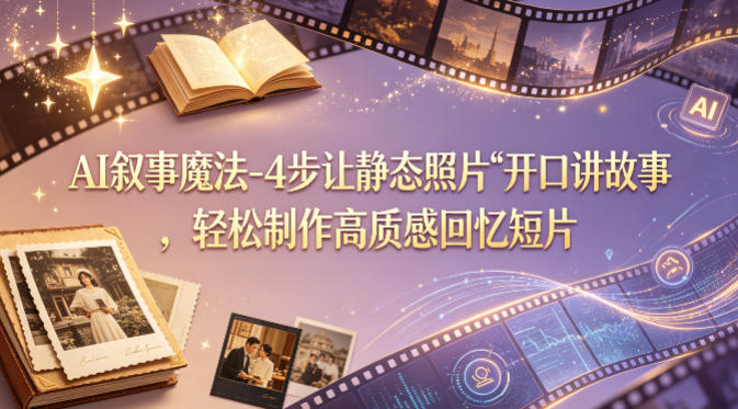 AI叙事魔法-4步让静态照片“开口讲故事”，轻松制作高质感回忆短片-聊项目