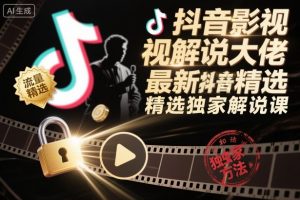 抖音影视解说大佬最新抖音进精选和独家方法，精选独家解说课(更新26年3月)-聊项目