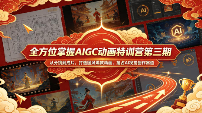 全方位掌握AIGC动画特训营第三期，从分镜到成片，打造国风爆款动画，抢占AI视觉创作赛道红利-聊项目