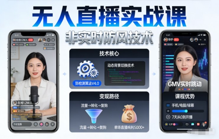 宝子哥无人直播实战课，非实时防风技术，聚焦抖音快手等平台直播带货，轻松开启直播变现之路(更新2026年5月02日)-聊项目