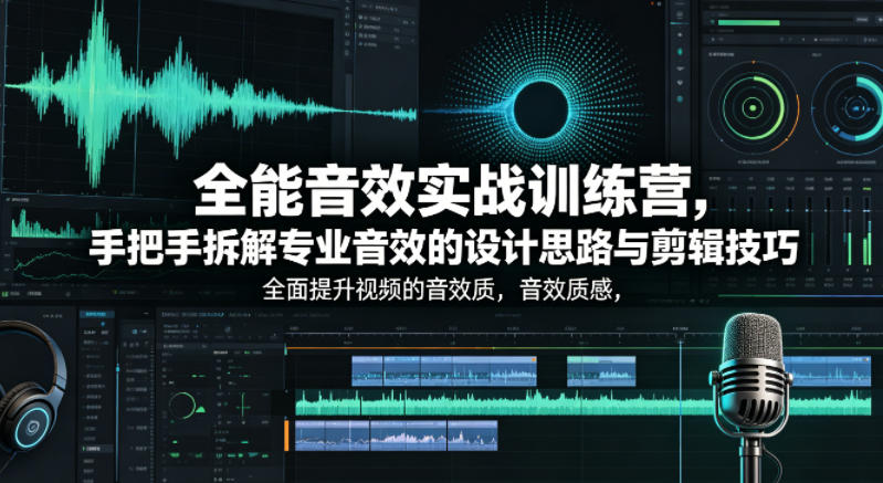 全能音效实战训练营，手把手拆解专业音效的设计思路与剪辑技巧，全面提升视频的音效质感-聊项目