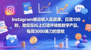 Instagram被动收入实战课，日涨100粉，助您在IG上打造并销售数字产品，每周3000美刀的营收【原创双语字幕】-聊项目