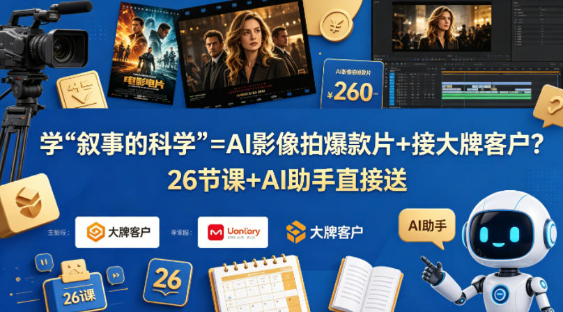 学《叙事的科学》=AI影像拍爆款片+接大牌客户？26节课+AI助手直接送【原创双语字幕】-聊项目