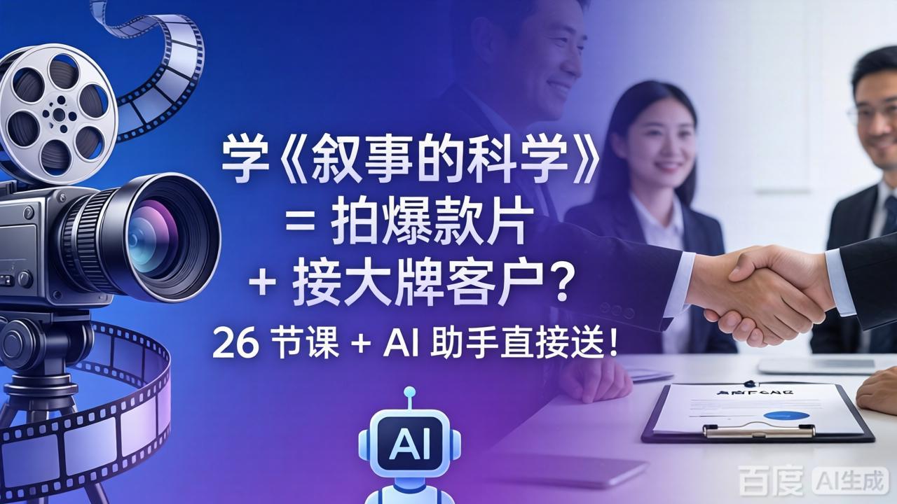 学《叙事的科学》= 拍爆款片 + 接大牌客户？26 节课 + AI 助手直接送！-聊项目