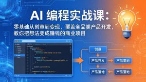 AI编程实战课-第三期-5月3更新：零基础从创意到变现，覆盖全品类产品开发，把想法变成赚钱项目-聊项目