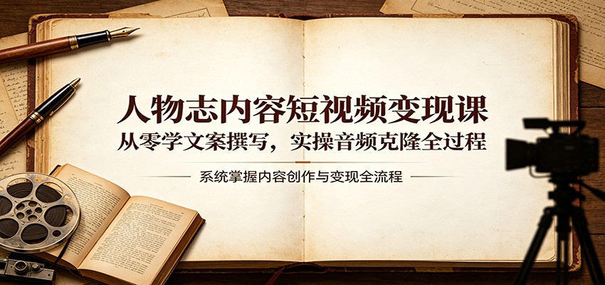 人物志内容短视频变现课：从零学文案撰写，实操音频克隆全过程-聊项目