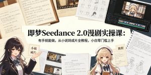 即梦Seedance 2.0漫剧实操课：有手就能做，从小说到成片全教程，小白零门槛上手-聊项目
