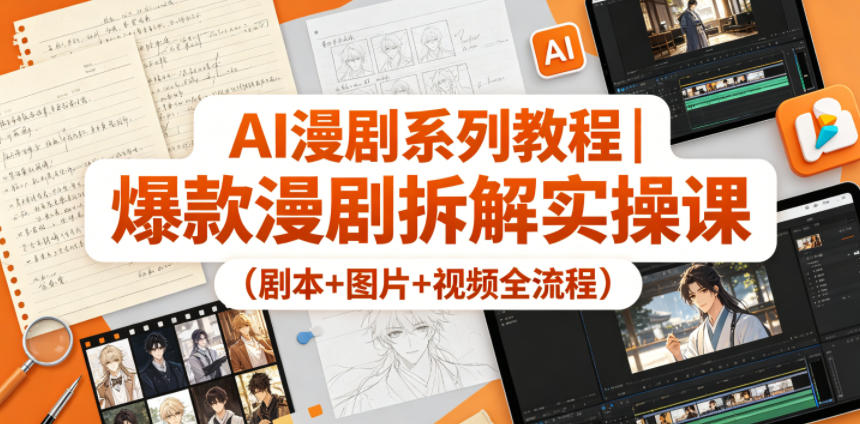 AI漫剧系列教程｜爆款漫剧拆解实操课(剧本+图片+视频全流程)-聊项目