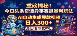 重磅揭秘！今日头条奇谭异事赛道暴利玩法：AI自动生成爆款视频，日入300+-聊项目