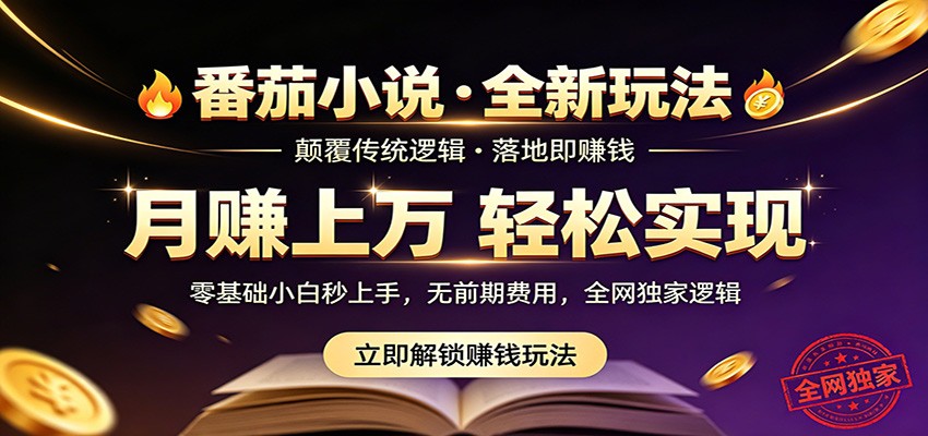 番茄小说5月最新独家玩法，稳定落地实测月入过万！-聊项目