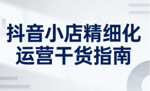 抖音小店精细化运营干货指南新版，助力商家系统提升店铺运营能力(更新26年5月)-聊项目