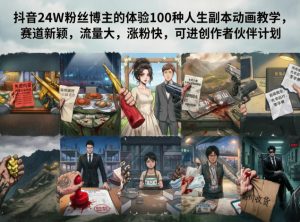 抖音24W粉丝博主的体验100种人生副本动画教学，赛道新颖，流量大，涨粉快，可进创作者伙伴计划-聊项目