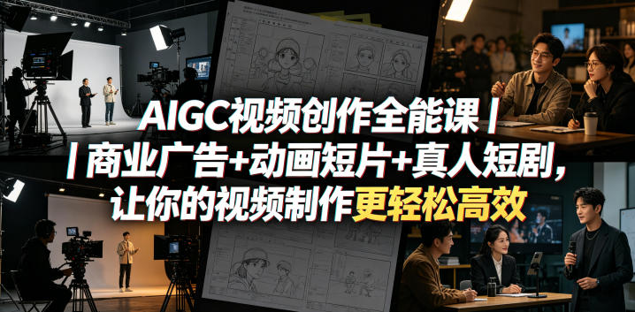 AIGC视频创作全能课｜商业广告+动画短片+真人短剧，让你的视频制作更轻松高效-聊项目