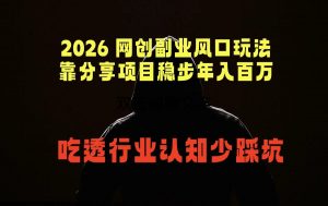 2026 网创副业风口玩法,靠分享项目稳步年入百万,吃透行业认知少踩坑-聊项目