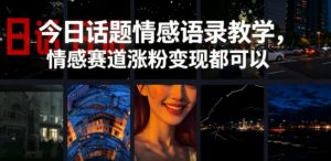 今日话题情感语录教学,情感赛道涨粉变现都可以-聊项目