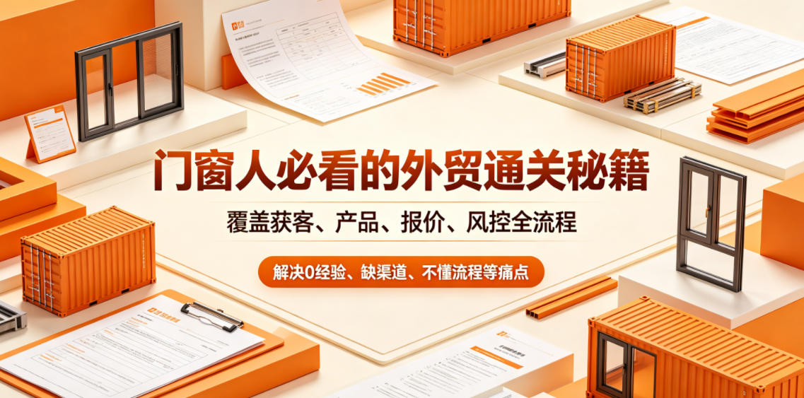 门窗人必看的外贸通关秘籍，块覆盖获客、产品、报价、风控全流程，解决0经验、缺渠道、不懂流程等痛点-聊项目