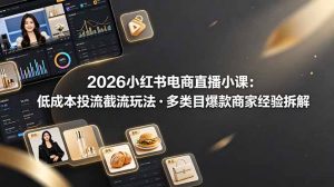 2026小红书电商直播小课，低成本投流截流玩法，多类目爆款商家经验完整拆解教学-聊项目
