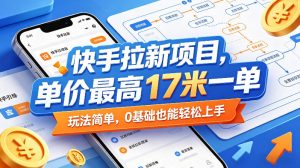 快手拉新项目，单价最高17米一单，玩法简单，0基础也能轻松上手(更新6月25日)-聊项目