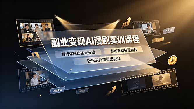 副业变现AI漫剧实训课程，智能体辅助生成分镜，参考素材批量出片，轻松制作流量短视频-聊项目