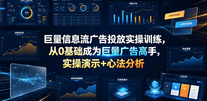 巨量信息流广告投放实操训练，从0基础成为巨量广告高手，实操演示+心法分析-聊项目
