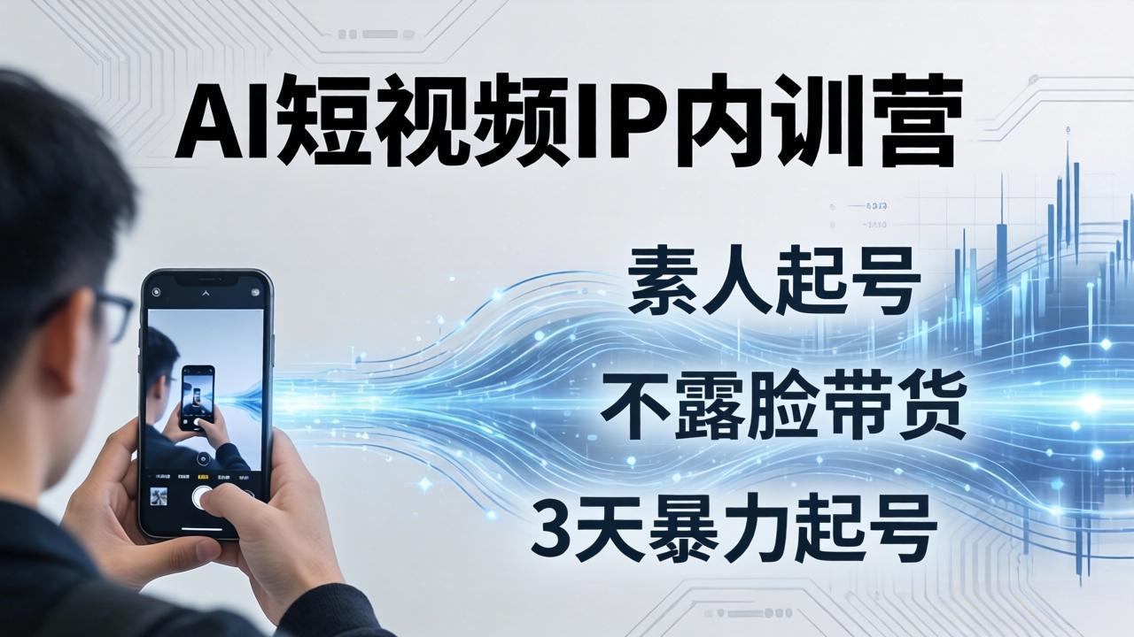 2026AI短视频IP内训营-更新：从素人起号到不露脸带货，3天暴力起号全流程拆解-聊项目