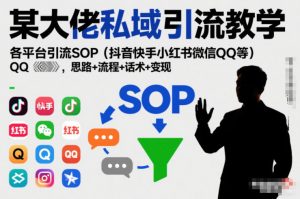 某大佬私域引流教学，各平台引流SOP(抖音快手小红书微信QQ等)，思路+流程+话术+变现(更新0708)-聊项目