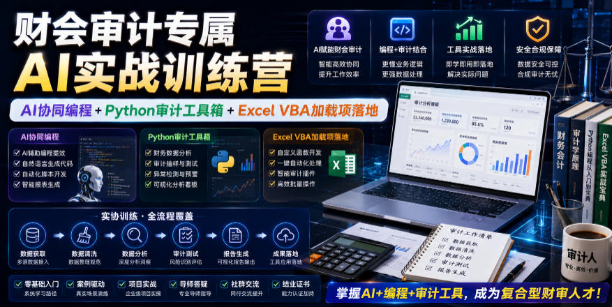 财会审计专属AI实战训练营｜AI协同编程+Python审计工具箱+Excel VBA加载项落地(更新0710)-聊项目